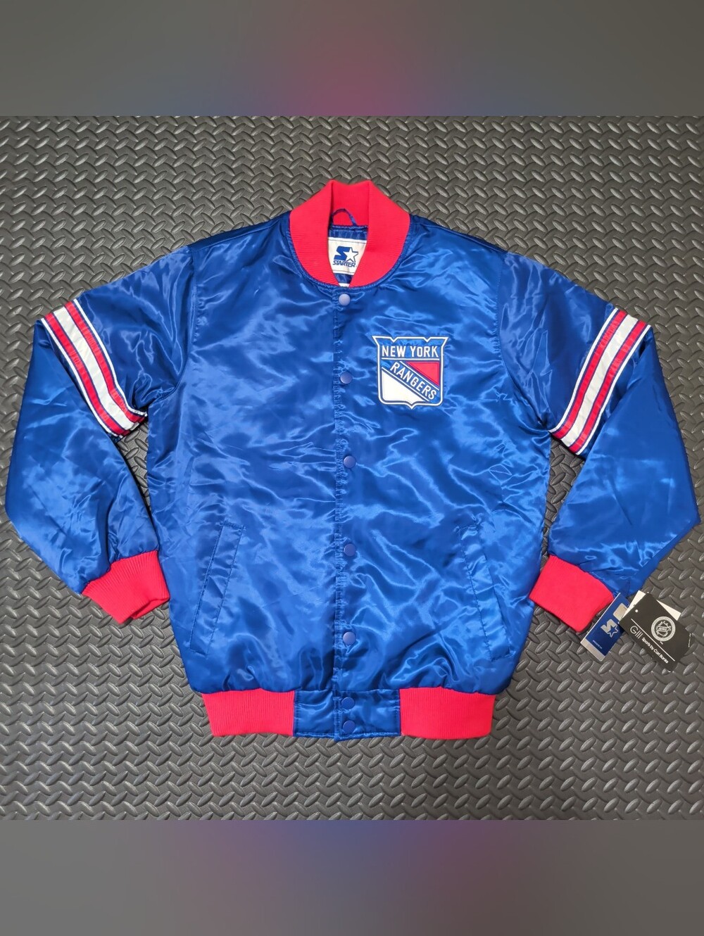 New York Rangers jacket blue satin varsity-style by STARTER size medium